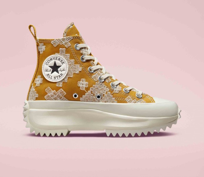 Run Star Hike Festival Broderie Vysoký Top Converse Goldtone/egret