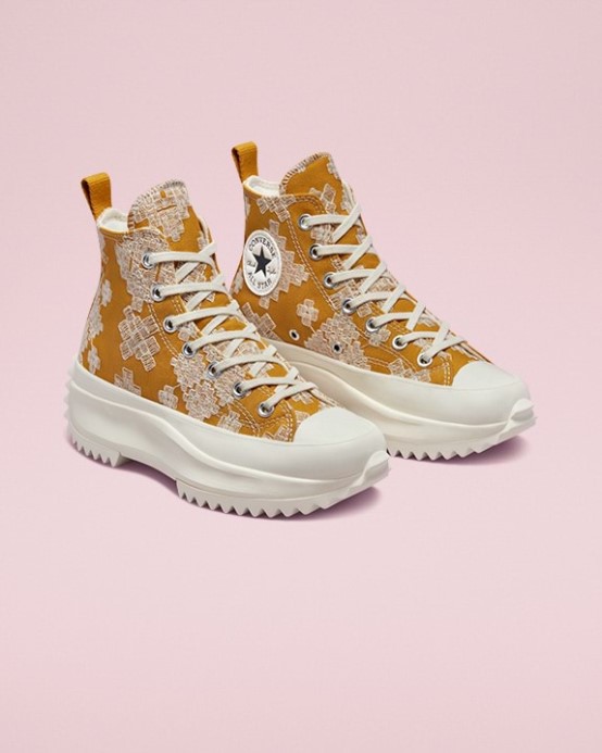 Run Star Hike Festival Broderie Vysoký Top Converse Goldtone/egret