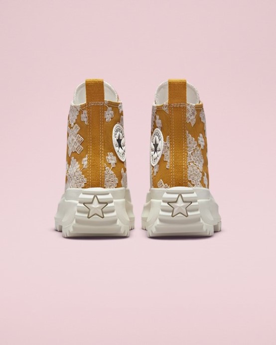 Run Star Hike Festival Broderie Vysoký Top Converse Goldtone/egret