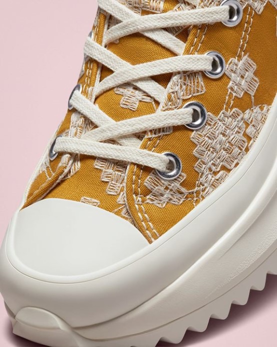 Run Star Hike Festival Broderie Vysoký Top Converse Goldtone/egret