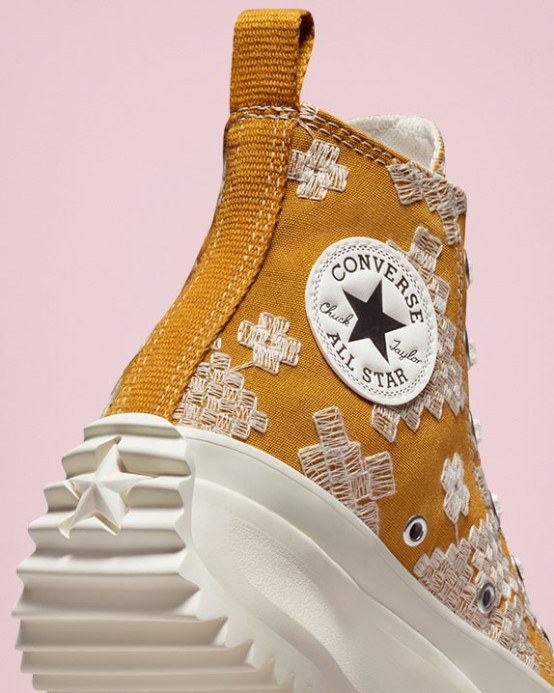 Run Star Hike Festival Broderie Vysoký Top Converse Goldtone/egret
