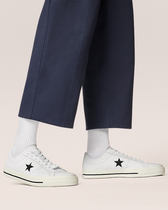 One Star Profesionálny Kožený Nízky Top Biela/čierna/egret Converse