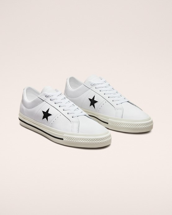 One Star Profesionálny Kožený Nízky Top Biela/čierna/egret Converse