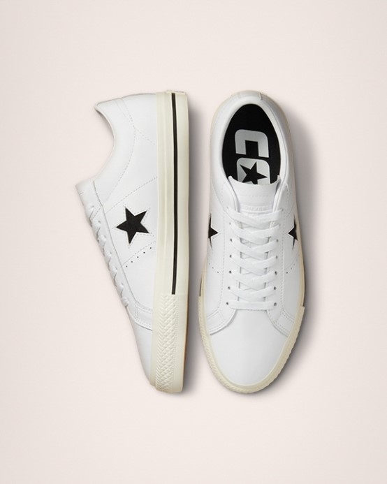 One Star Profesionálny Kožený Nízky Top Biela/čierna/egret Converse