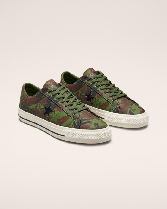 Cyprus Green/black/egret One Star Pro Brushstroke Camo Low Top Converse