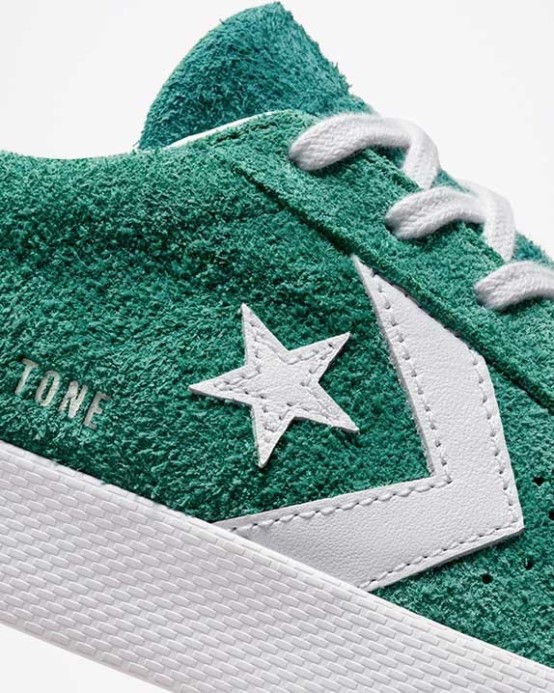 Vintage Jade/cool Jade/storm Pink Converse Cons Pro Koža Vulkanizovaná Pro Semišová Nízka Top