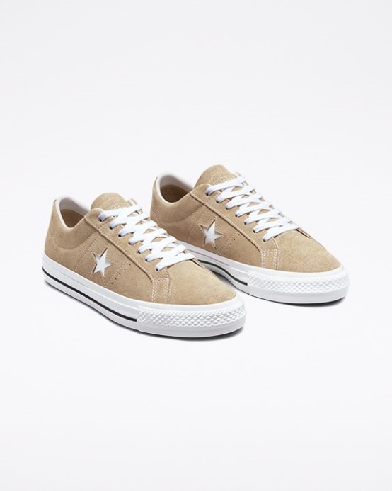 Converse One Star Pro Semišový Nízky Nomád Khaki/čierna/egret