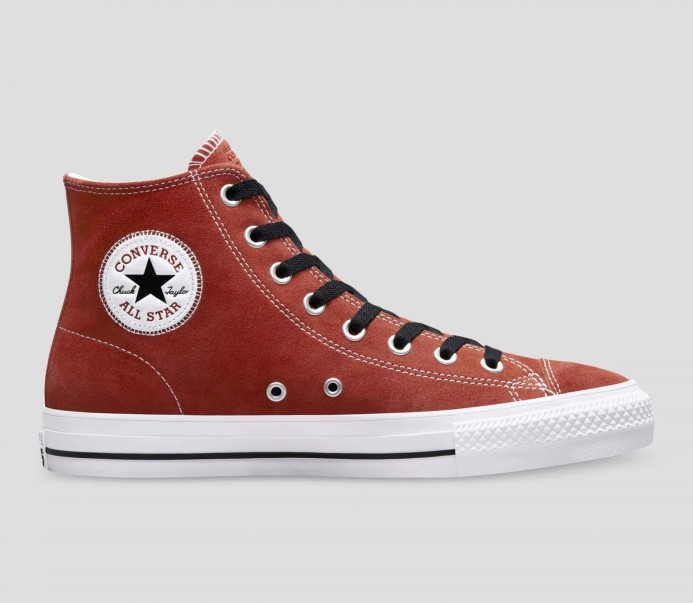 Tmavá Terakota/čierna/biela Proti Chuck Taylor All Star Pro Semiš Vysoký Top Converse