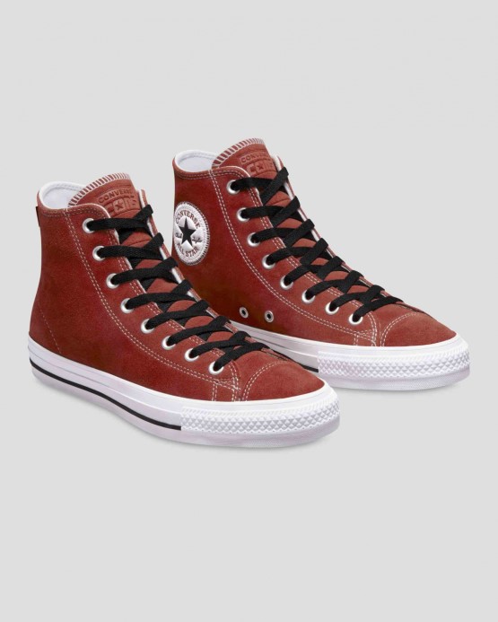 Tmavá Terakota/čierna/biela Proti Chuck Taylor All Star Pro Semiš Vysoký Top Converse
