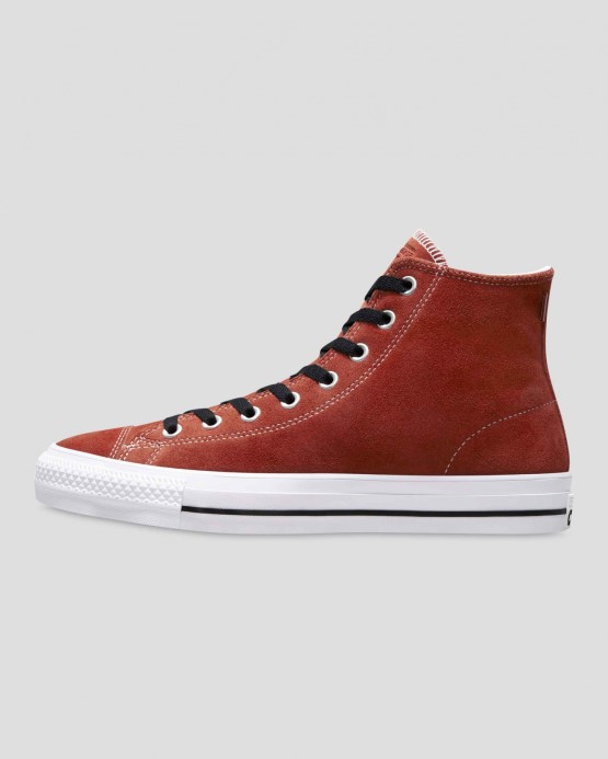 Tmavá Terakota/čierna/biela Proti Chuck Taylor All Star Pro Semiš Vysoký Top Converse