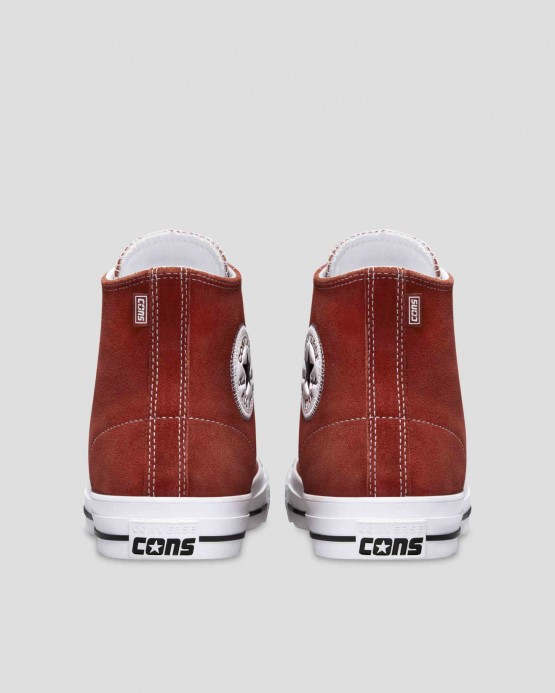 Tmavá Terakota/čierna/biela Proti Chuck Taylor All Star Pro Semiš Vysoký Top Converse