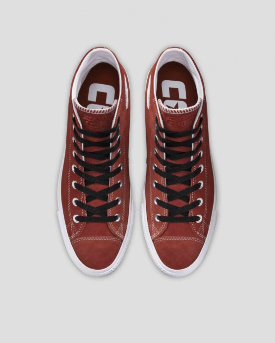 Tmavá Terakota/čierna/biela Proti Chuck Taylor All Star Pro Semiš Vysoký Top Converse