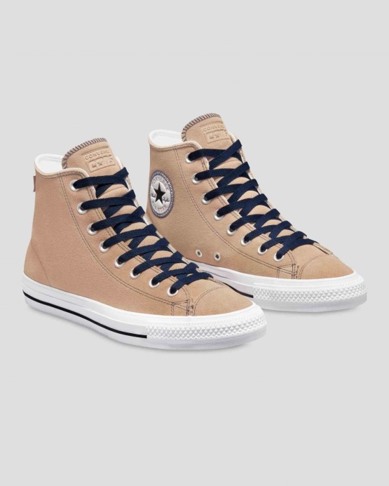Konopné/čierne/biele Converse Cons Chuck Taylor All Star Pro Semiš Vysoký Top