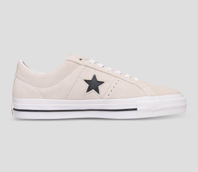Egret/white/black Converse Cons One Star Pro Semišový Nízky Top