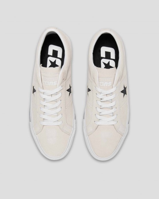 Egret/white/black Converse Cons One Star Pro Semišový Nízky Top