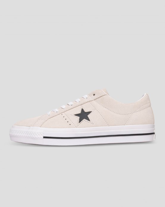 Egret/white/black Converse Cons One Star Pro Semišový Nízky Top