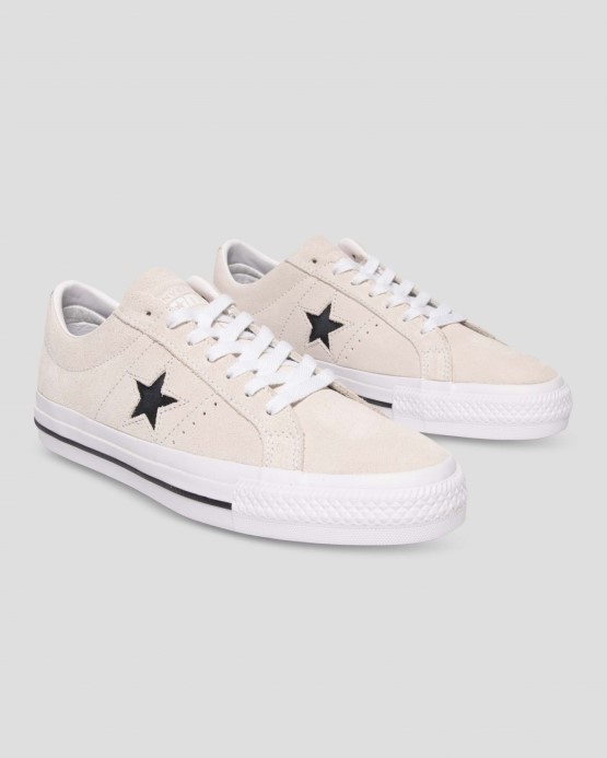 Egret/white/black Converse Cons One Star Pro Semišový Nízky Top