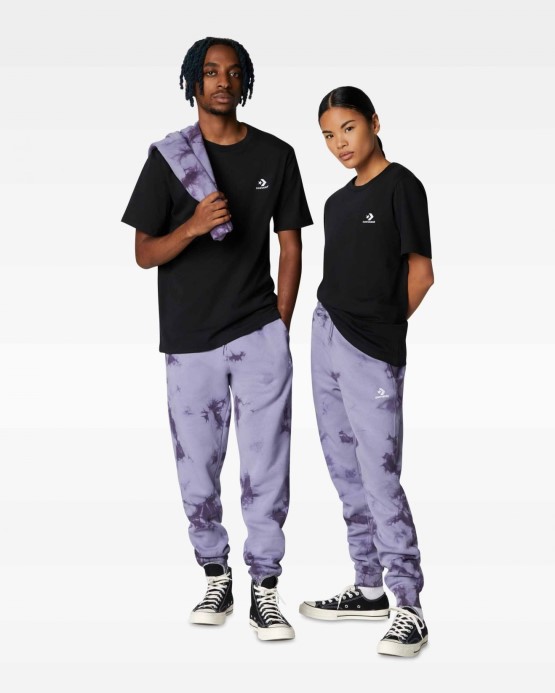 čierne Converse Go-to Vyšívané Tričko S Hviezdicovým Vzorom