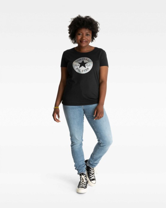 Converse Tričko S čiernym Fóliovým Skľučovadlom