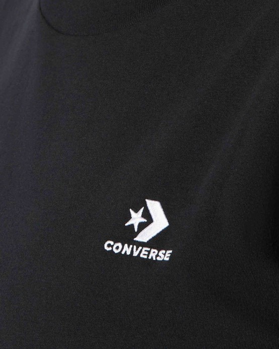 čierne Converse Go-to Vyšívané Tričko S Dlhým Rukávom V Tvare Hviezdy