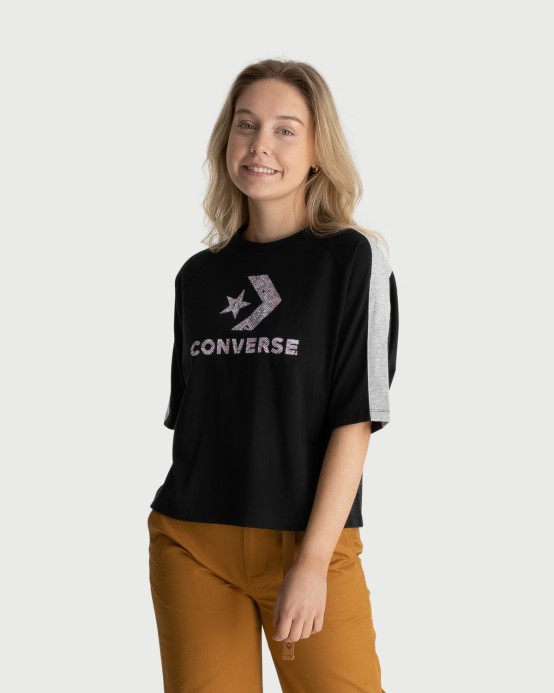 Converse čierno/šedá Marle Star Chevron Animal Print Tričko S Krátkym Rukávom