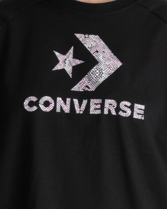 Converse čierno/šedá Marle Star Chevron Animal Print Tričko S Krátkym Rukávom