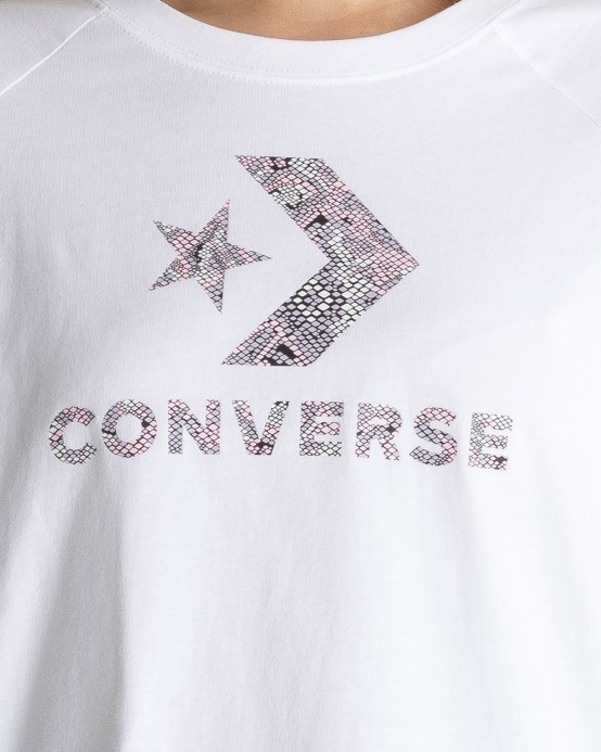 Converse Hviezda Chevron Animal Print Tričko S Krátkym Rukávom White Infinite Lila