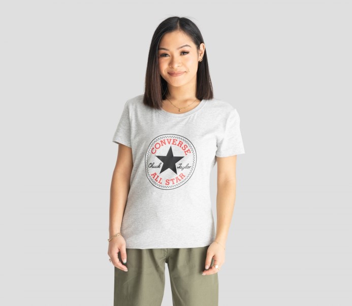 Chuck Taylor Nášivka Tričko S Krátkym Rukávom Converse šedá Marle/jedna Hviezda červená/čierna