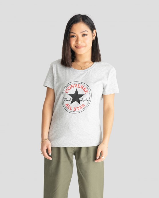 Chuck Taylor Nášivka Tričko S Krátkym Rukávom Converse šedá Marle/jedna Hviezda červená/čierna
