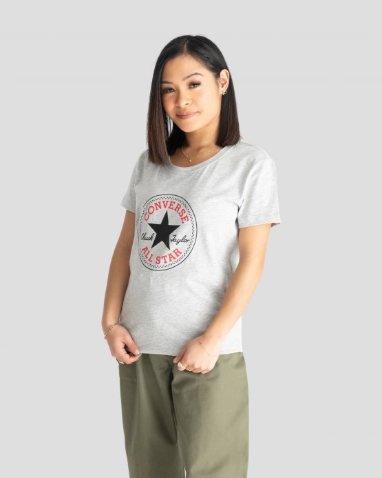 Chuck Taylor Nášivka Tričko S Krátkym Rukávom Converse šedá Marle/jedna Hviezda červená/čierna