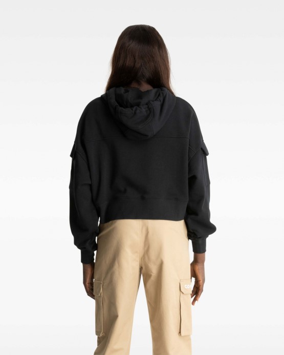 čierna Converse Fashion Crop Mikina S Kapucňou