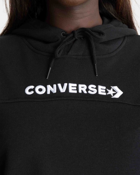 čierna Converse Fashion Crop Mikina S Kapucňou