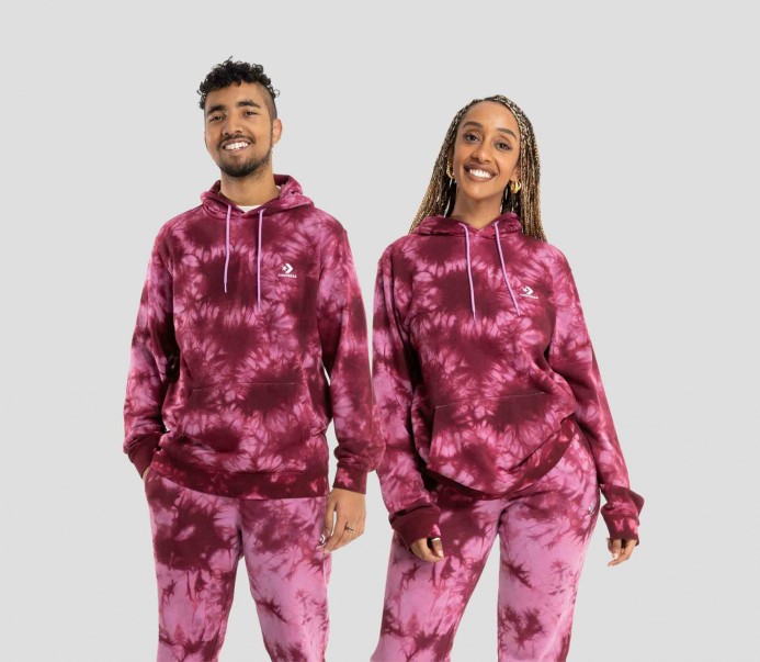Hviezda Chevron Vyšívaná Mono Dye Mikina S Kapucňou Violet Shock/tmavá Cvikla Converse