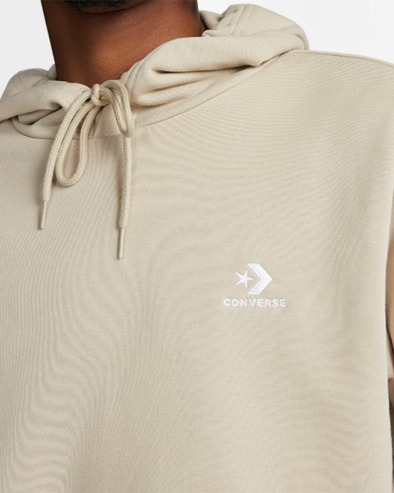 Go-to Vyšívaná Hviezda Chevron Mikina S Kapucňou Converse Plážový Kameň