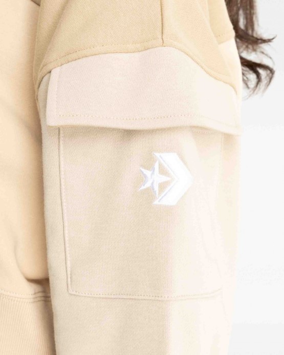 Fashion Crop Mikina S Kapucňou Ovsené Mlieko Multi Converse