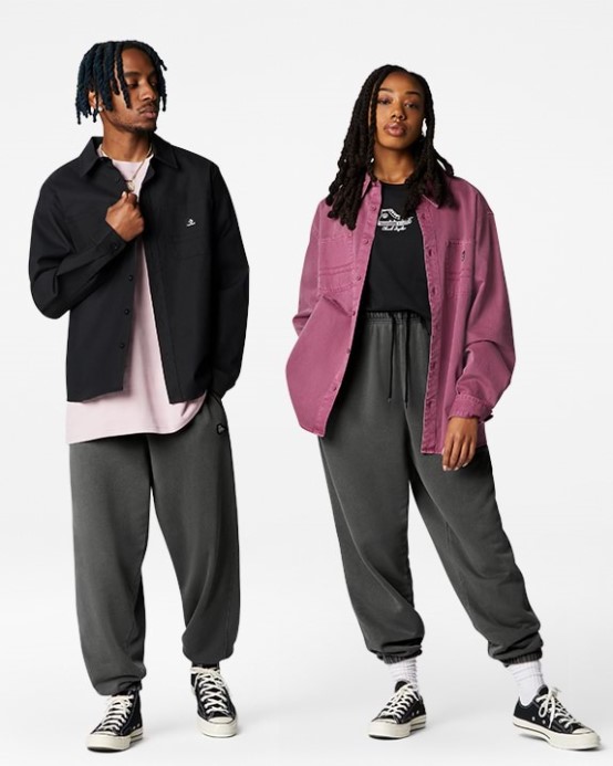 Converse čierny Go-to Voľný Strih Teplák S Náplasťou Na Tenisky