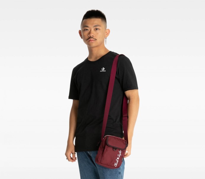 Veľká Crossbody Kabelka S Logom Converse Tmavá Cvikla/čierna čerešňa