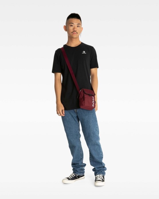 Veľká Crossbody Kabelka S Logom Converse Tmavá Cvikla/čierna čerešňa