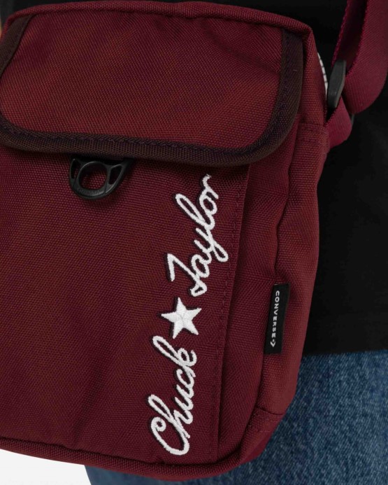 Veľká Crossbody Kabelka S Logom Converse Tmavá Cvikla/čierna čerešňa
