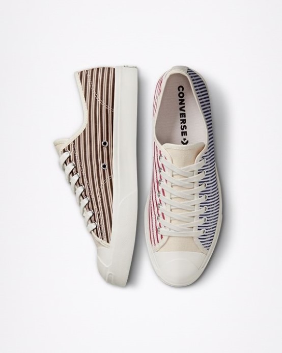 Converse Egret/multi Jack Purcell Za Retro Pruhovaným Nízkym Topom