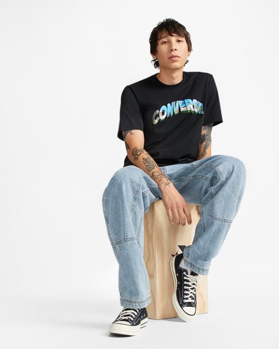 Converse Trávové Zrkadlové Tričko čierne