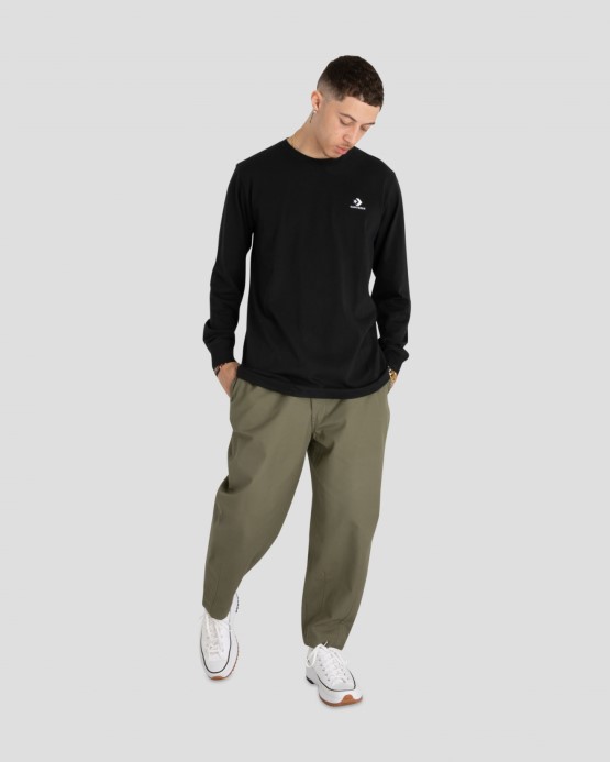 Converse Vyšívané Hviezdicové Tričko S Dlhým Rukávom čierne