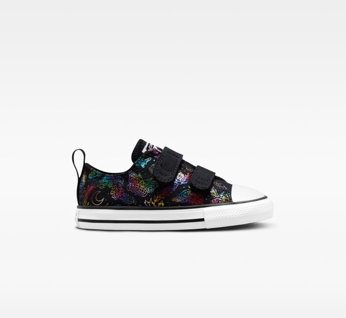 Converse čierna/ružová/fialová/modrá Skľučovadlo Taylor All Star Butterfly Shine 2v Toddler Low Top