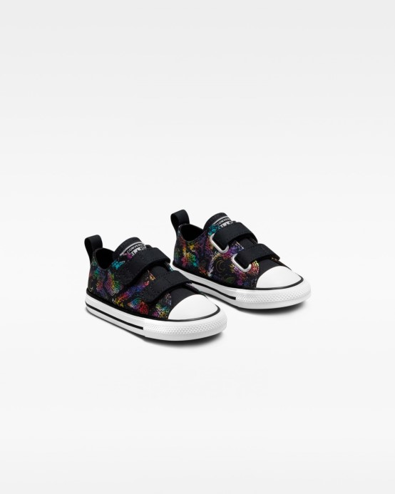 Converse čierna/ružová/fialová/modrá Skľučovadlo Taylor All Star Butterfly Shine 2v Toddler Low Top