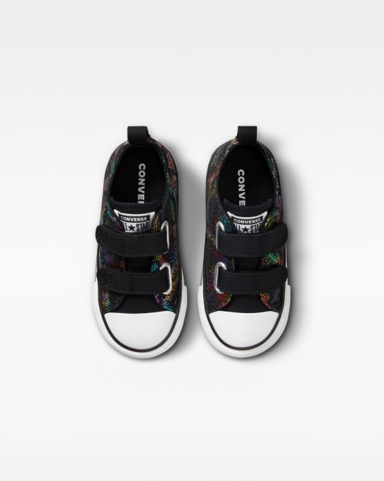 Converse čierna/ružová/fialová/modrá Skľučovadlo Taylor All Star Butterfly Shine 2v Toddler Low Top