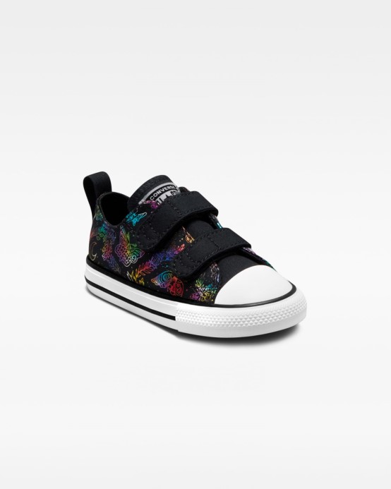 Converse čierna/ružová/fialová/modrá Skľučovadlo Taylor All Star Butterfly Shine 2v Toddler Low Top