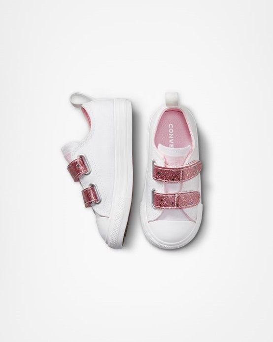 White/sunrise Pink Converse Chuck Taylor All Star Shine Through 2V Toddler Low Top