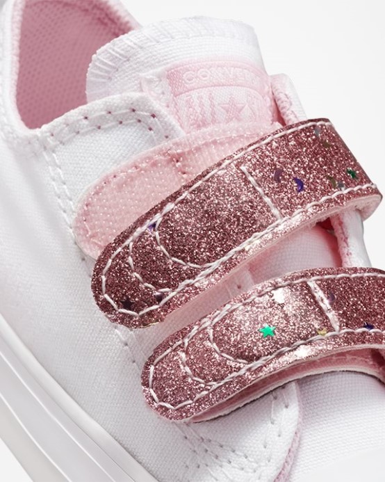 White/sunrise Pink Converse Chuck Taylor All Star Shine Through 2V Toddler Low Top