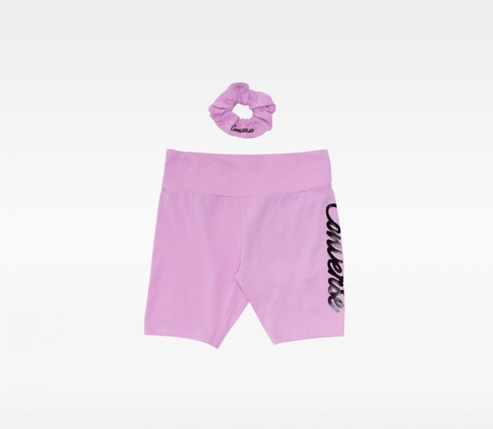 žiariť Mládež Bike Short & Scrunchie Za Ružovým Converse