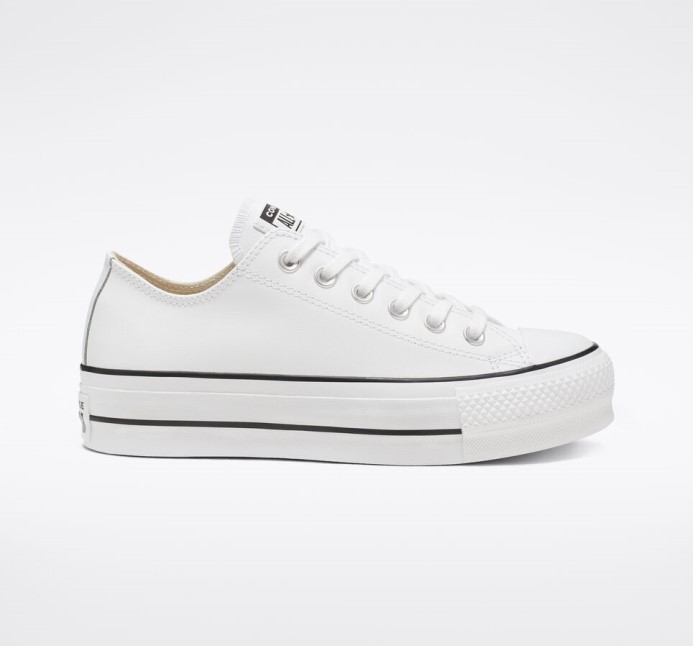 Skľučovadlo Taylor All Star Lift Platforma Koža Biela/čierna Converse